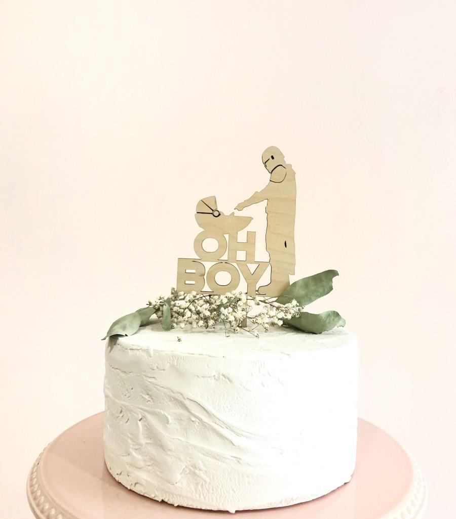 زفاف - OH BOY Cake Topper - Star Wars - Wooden Baby Shower Cake Topper - Gold Silver Rose Gold