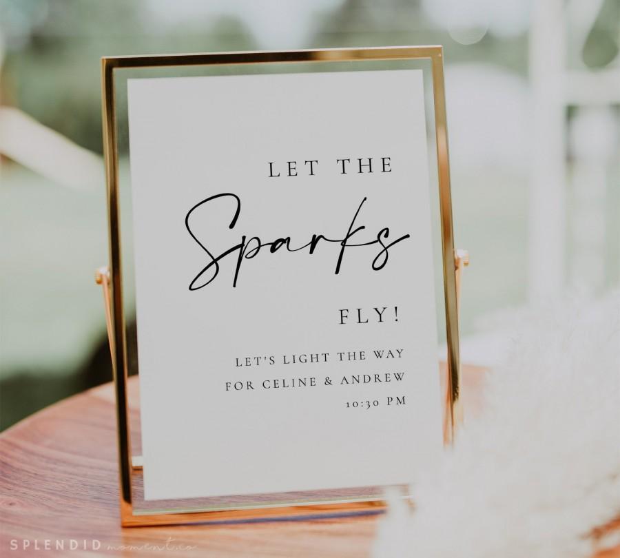 Свадьба - Modern Elegant Wedding Sparkler Send Off Sign Template, Let The Sparks Fly Wedding Send Off Sign Template in Multiple Sizes - Celine