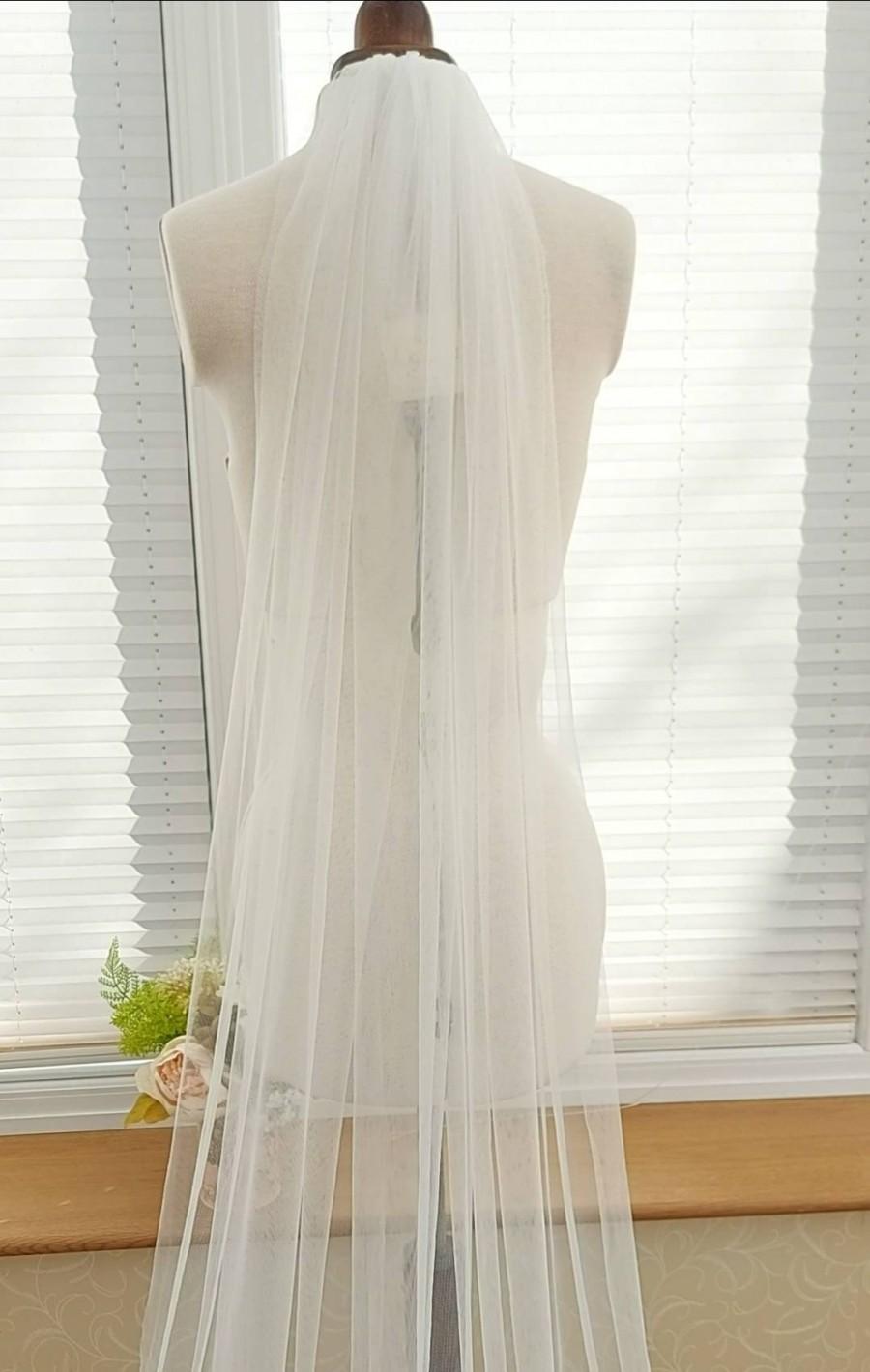 Свадьба - Plain 1 tier bridal Veil, Bespoke Veil, Wedding Veil, Cathedral veil, Elegant veil