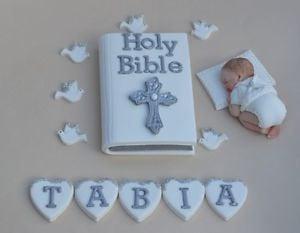 Hochzeit - Personalised edible baby boy Christening Baptism cake decoration. Edible  baby cake topper.  Baby boy cake topper. Baptism cake topper.