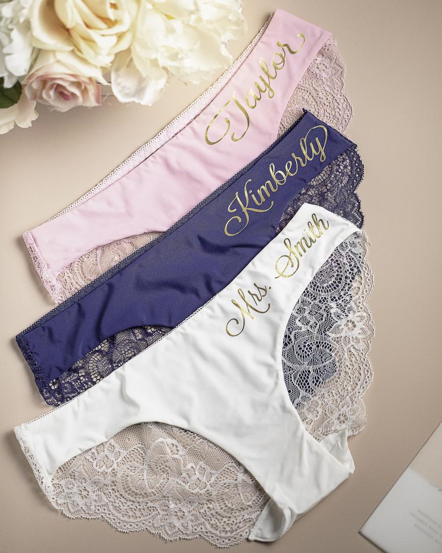 زفاف - Custom Gifts for her   Bride Panties - Lace Wedding Underwear  Bridal Shower Gift  Bachelorette Gift  Personalized with Name  Honeymoon Gift