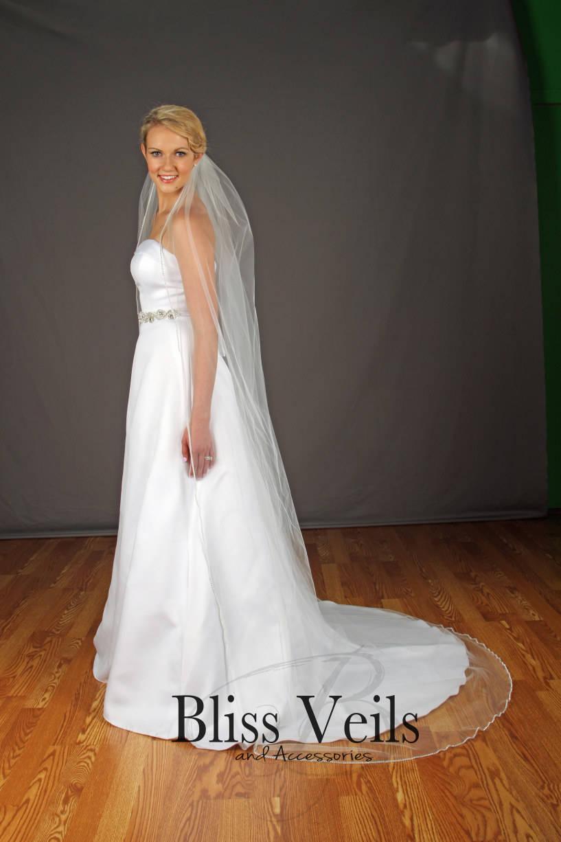 Wedding - Stunning Long Crystal Beaded Veil -  Fast Shipping!