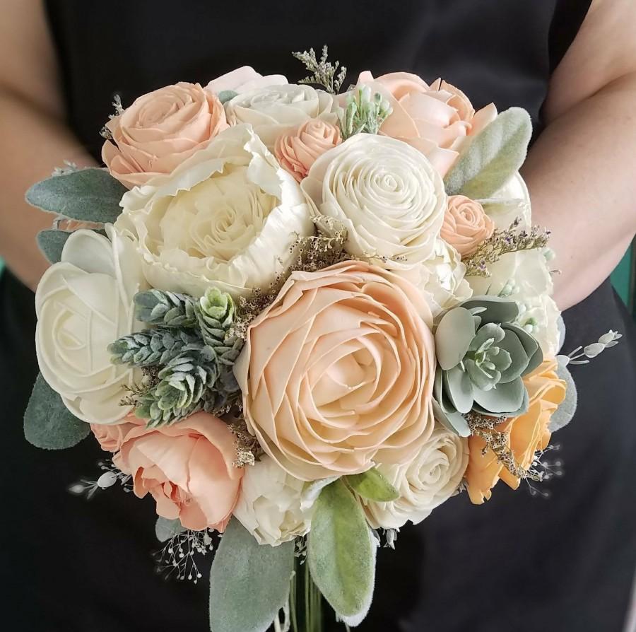 زفاف - Succulent bouquet,  sola wood flower,  sola bouquet,  wooden bouquet,  peach bouquet,  blush bouquet,  peony bouquet,  rose bouquet