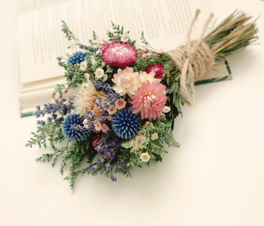 Hochzeit - Dried flower bouquet, Dried wildflower bunch, Dried flower bundle, Pink purple bridesmaid, Vase decor flowers, Boho bridal bouquet lavender