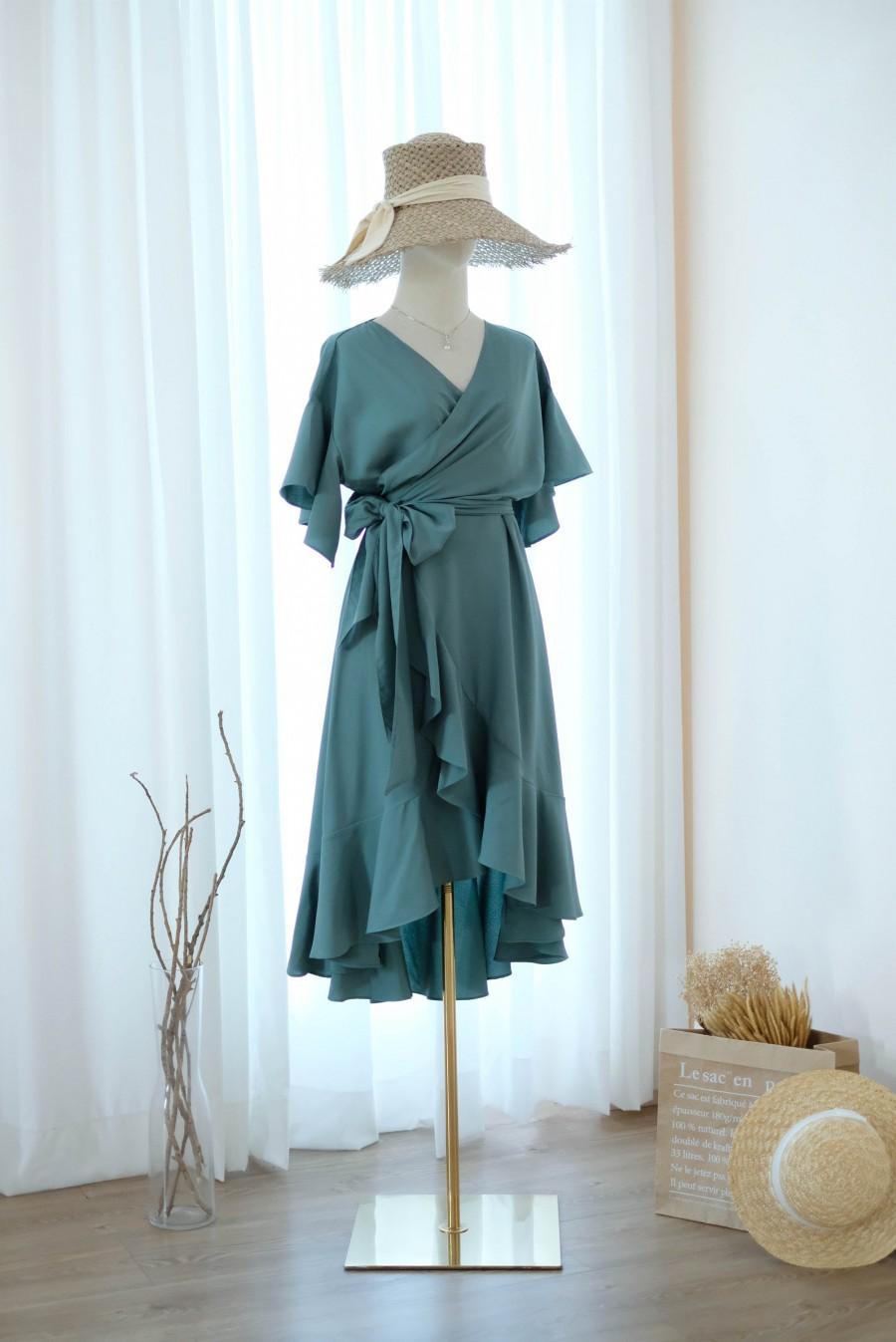 Wrap Dress Earthy Sage Green Dress ...