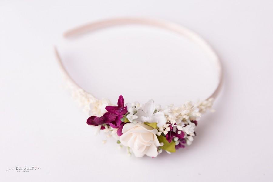 Wedding - ELISA - flower hair wreath, wedding crown, headband, bridal side crown
