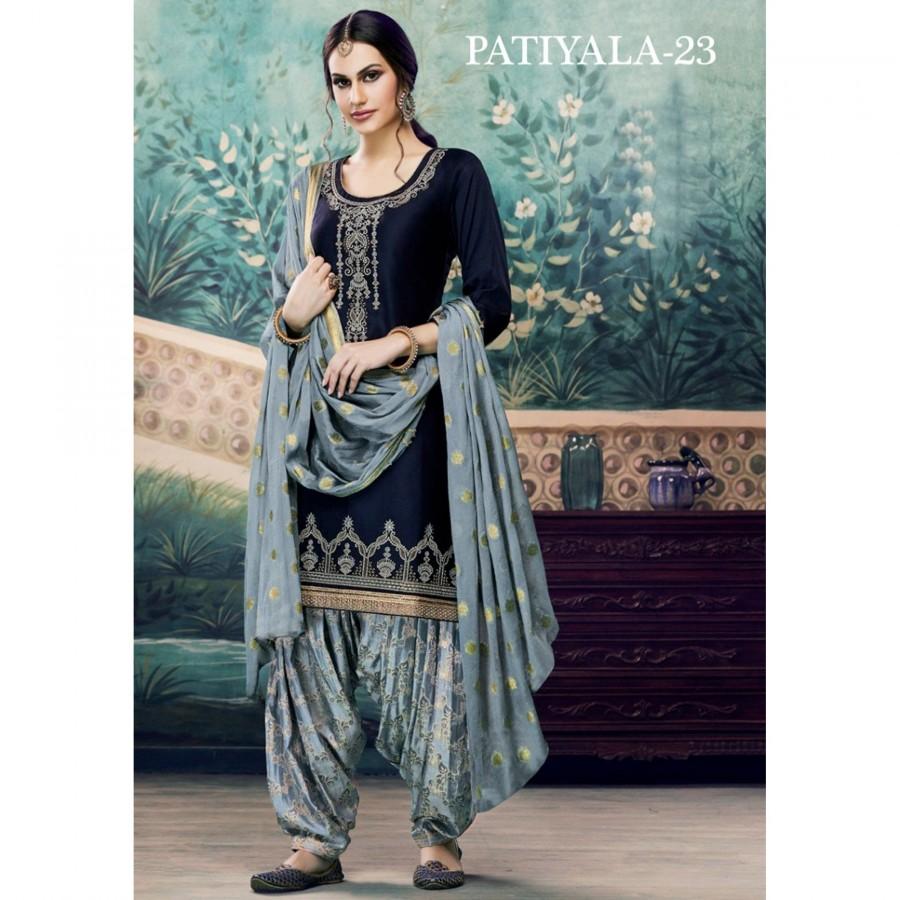 Wedding - Casual Wedding Wear Punjabi Patiala Cotton Suits For Women Pakistani Salwar Suits Readymade With  Embroidery Stone Worked Heavy Net Dupatta