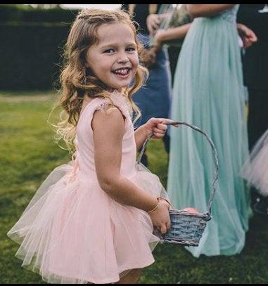 Wedding - Handmade ribbon laced tie back soft tulle flower girl ballet party dress
