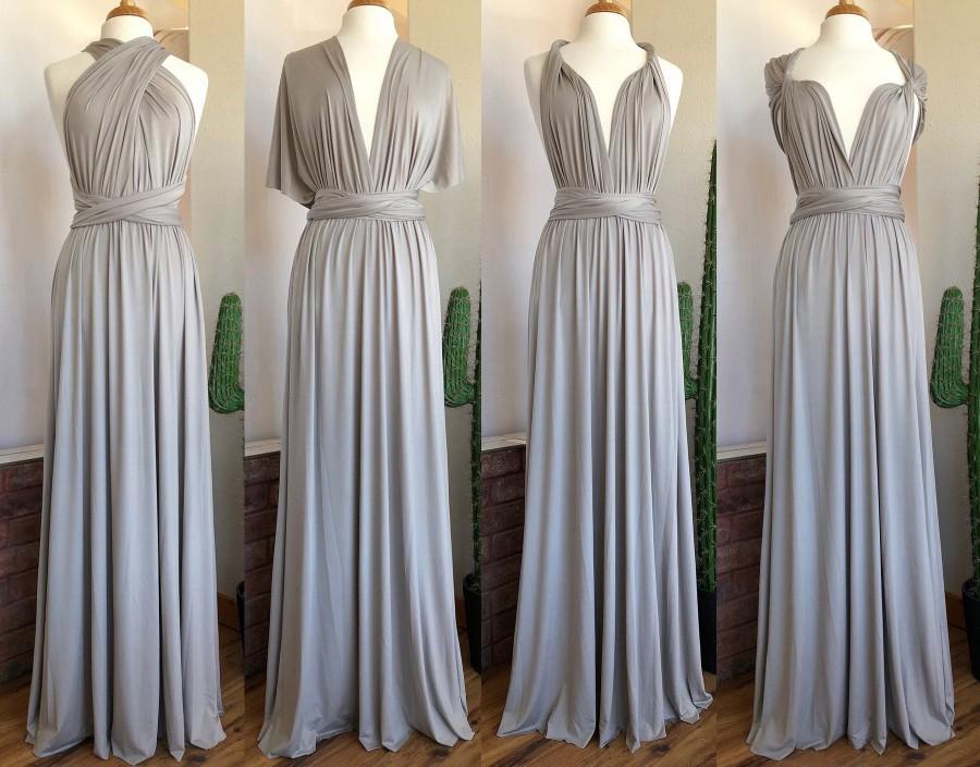Hochzeit - SILVER Bridesmaid Dress/ CUSTOM LeNGTHS/ Convertible Dress / Infinity Dress/ Multiway Dress/  Multi Wrap Dress / Plus Size /