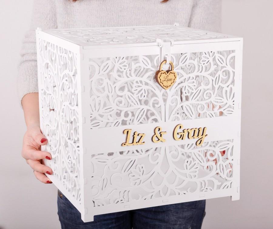 Hochzeit - Wedding card box with slot. Card box for wedding. Wedding post box.