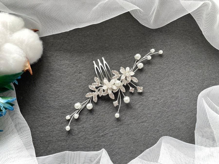 زفاف - Silver Bridal Hair Piece / Gold Wedding Hair Pin Pearl / Bridal Hair Pin / Wedding Hair Accessory for Bride / Pearl Hair Pin Bridal