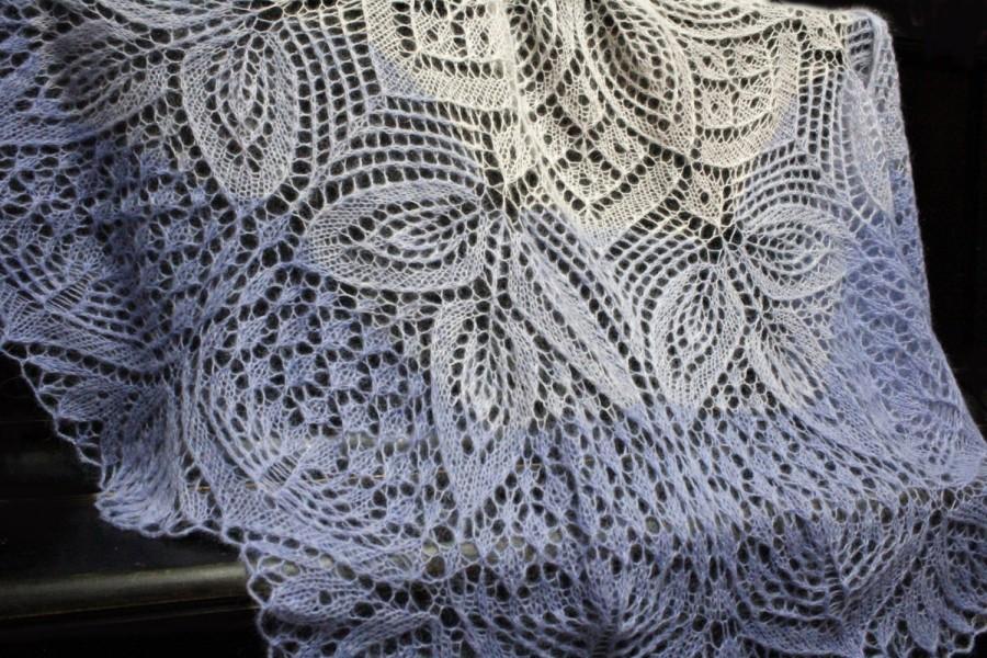 زفاف - Knitted shawl, blue-white shawl,wedding shawl, shawl scarf, triangular scarf, mohair shawl, openwork scarf, downy shawl, lace shawl