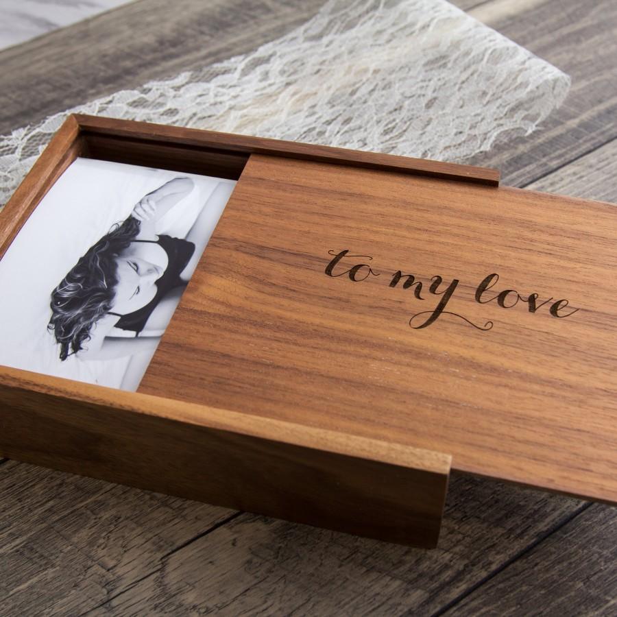 Hochzeit - 4x6" Wood Boudoir Photo Box - Engraved Keepsake Box, Wedding Album Alternative, Memory Box Gift for Birthday Anniversary Valentines Day