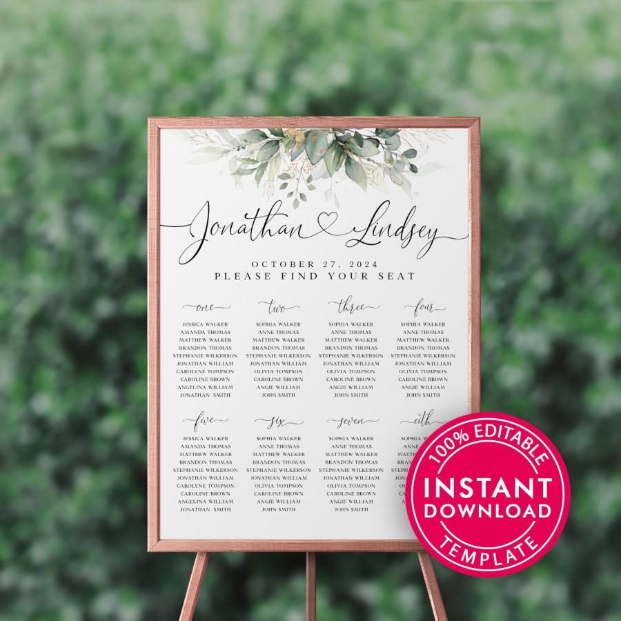 Mariage - Wedding Seating Chart Template, Printable Seating Chart Wedding, Chart Sign, Chart Board, Table Seating Chart, Seating Plan, Welcome Sign
