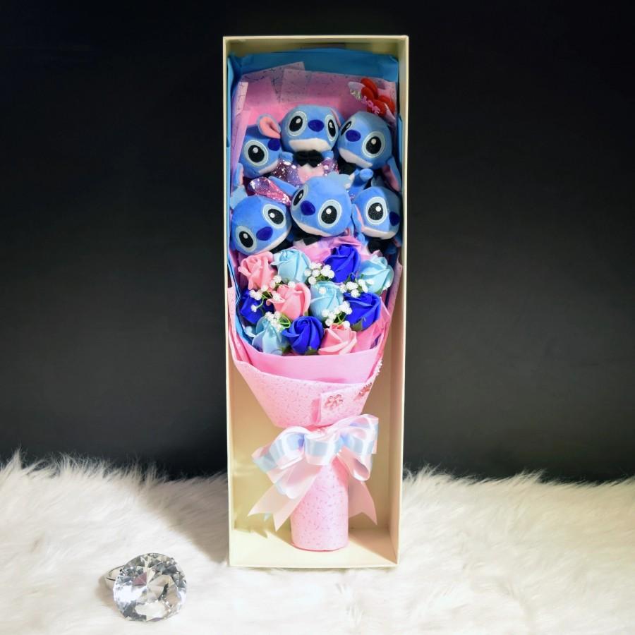 زفاف - Mothers day gifts/Stuffed Stitch Plush Gift  Flower Bouquet/Disney Characters/Personalized gifts/Gift for man/Anniversary gifts/
