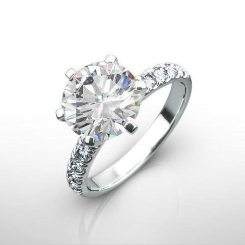 Свадьба - 2.00 carat diamond engagement ring, 14K white gold, wedding gift, anniversary for women, round diamond, Yellow gold ring