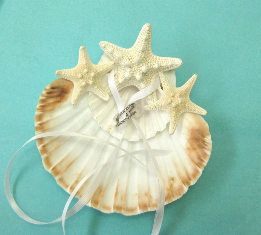 Wedding - Beach Wedding Ring Bearer with Scallop Shells and Starfish