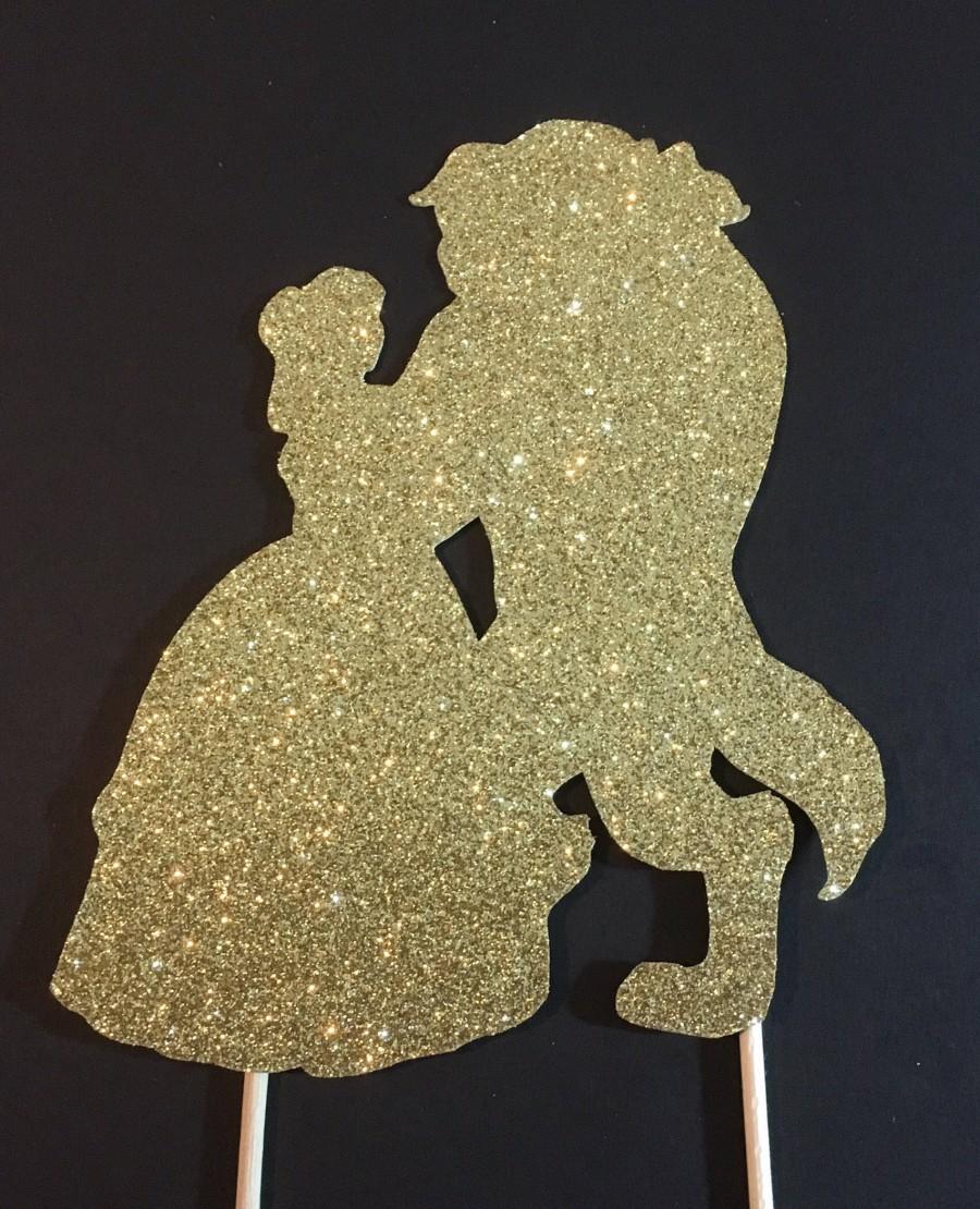 Wedding - Beauty and the Beast cake topper,