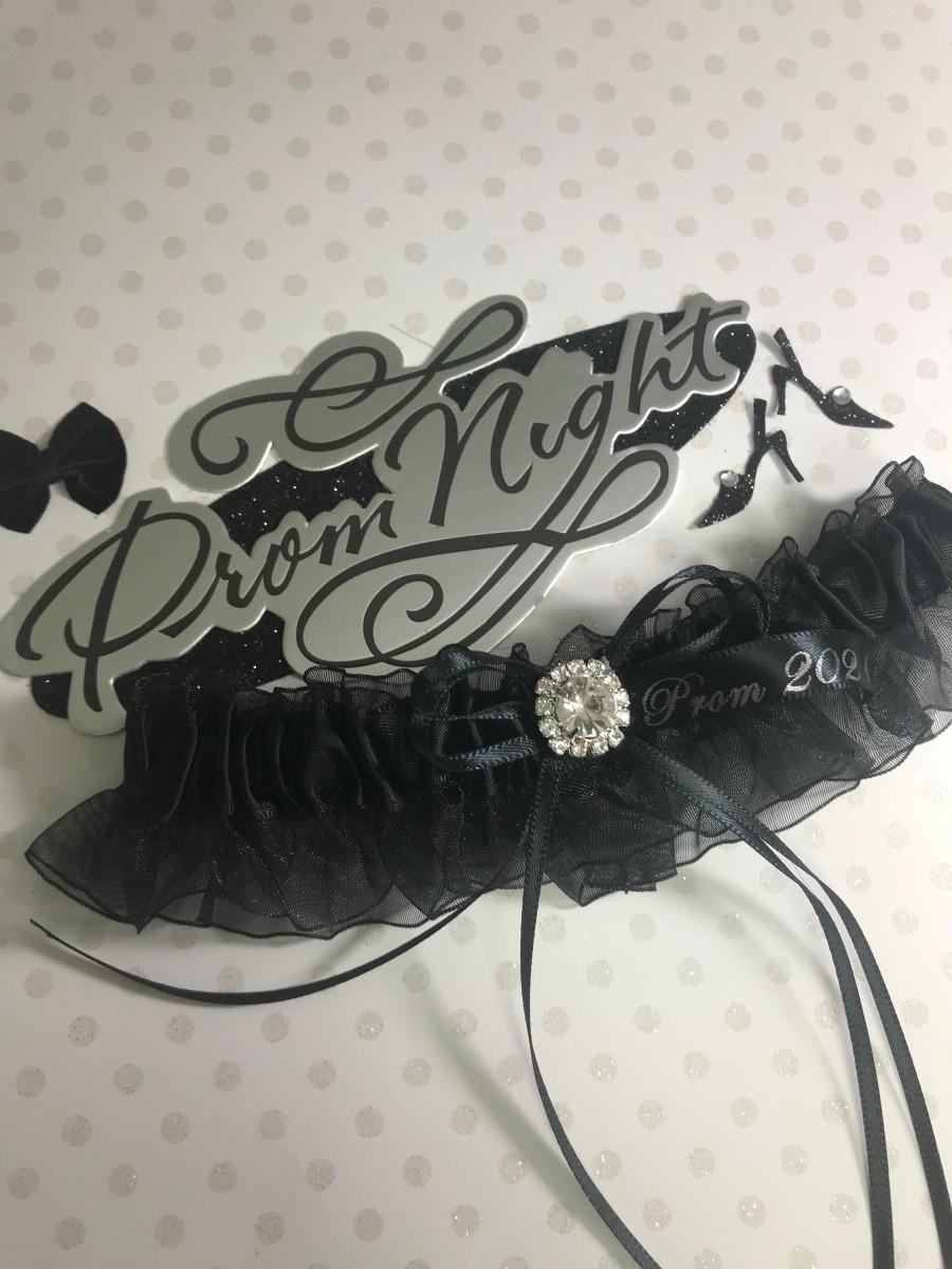 Wedding - Black prom garter with a rhinestone,  Black prom garter,  Prom garters