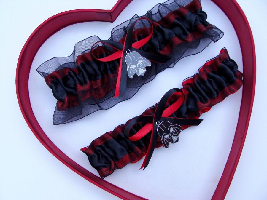 Mariage - New Handmade Star Wars Darth Vader Wedding Garter Black Red Prom Garters Homecoming Dance Wedding Garter Set