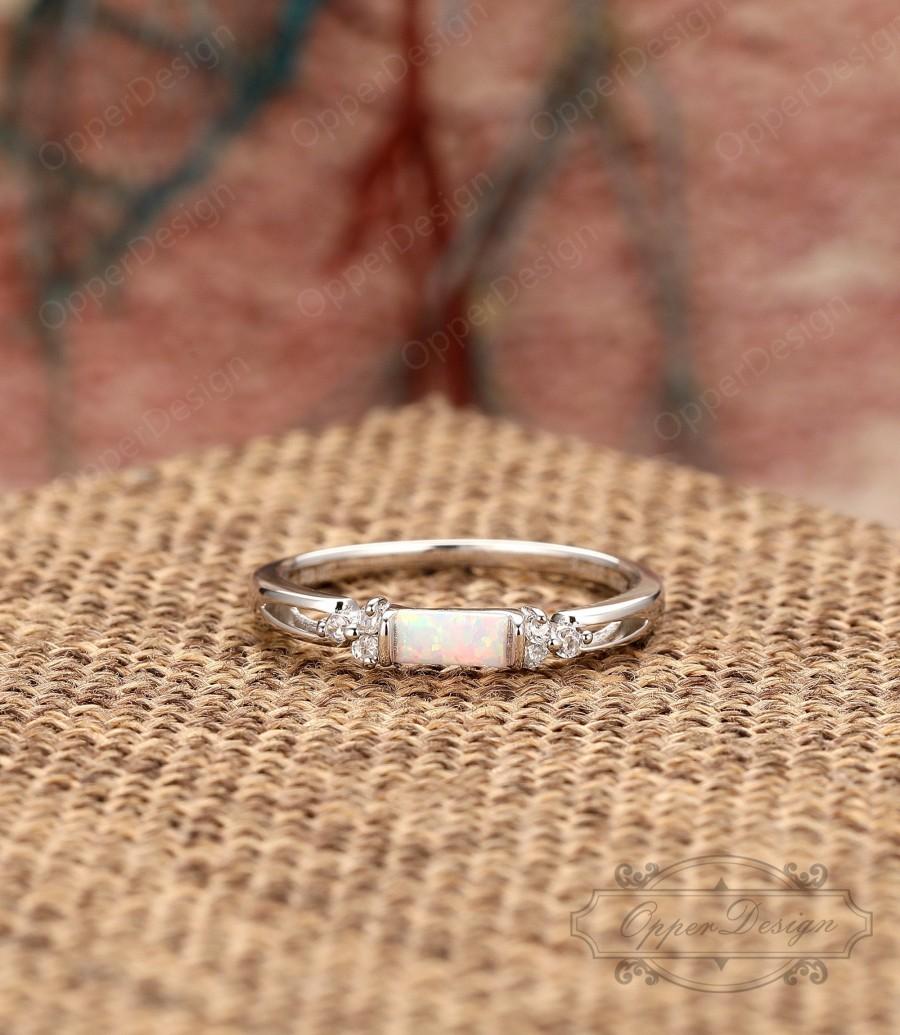 Wedding - Vintage Wedding Ring, Silver Ring For Women, Opal Engagement Ring, Dainty Ring, Women's Promise Ring, 10k Solid Gold  Ring, Wedding Band