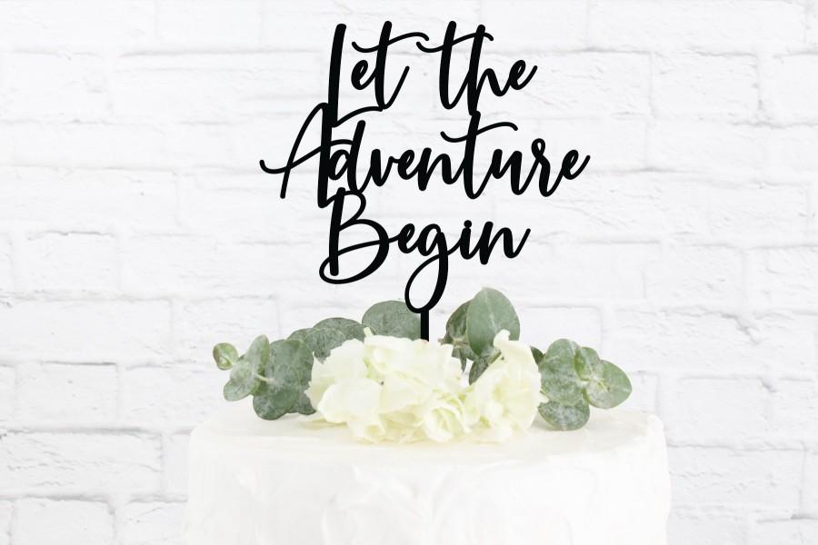 زفاف - Let the Adventure Begin Cake Topper, Engagement Cake Topper, Cake Toppers for Wedding, Rustic Wedding Cake Topper, Cake Topper for Wedding