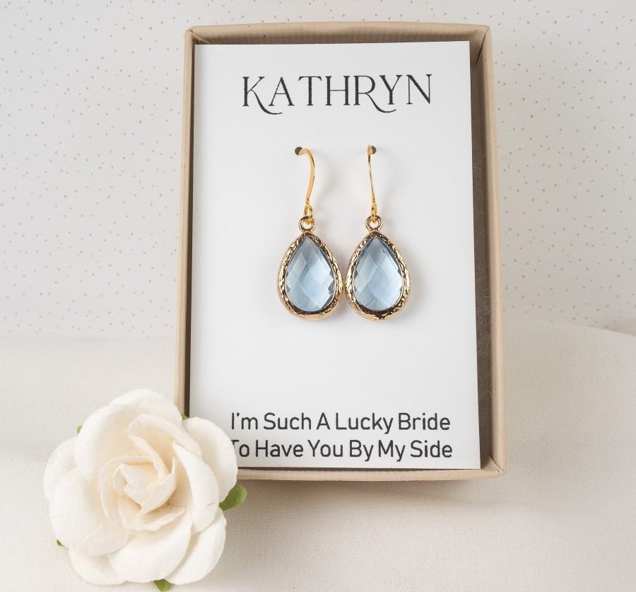 Wedding - Light Blue Bridesmaid Earrings - Dusty Blue Earrings - Blue Teardrop Earrings - Blue Wedding Jewelry - Bridesmaid Jewelry - Bridesmaid Gift