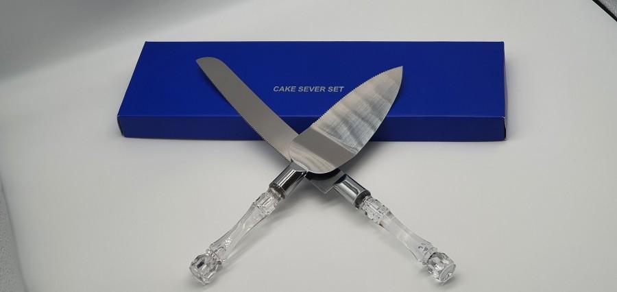 زفاف - CAKE SERVER SET - Wedding Cake Knife - Handmade Knife and Serving Set - Cake Cutting Set - Gift For Wedding - Diamond Accents Knife