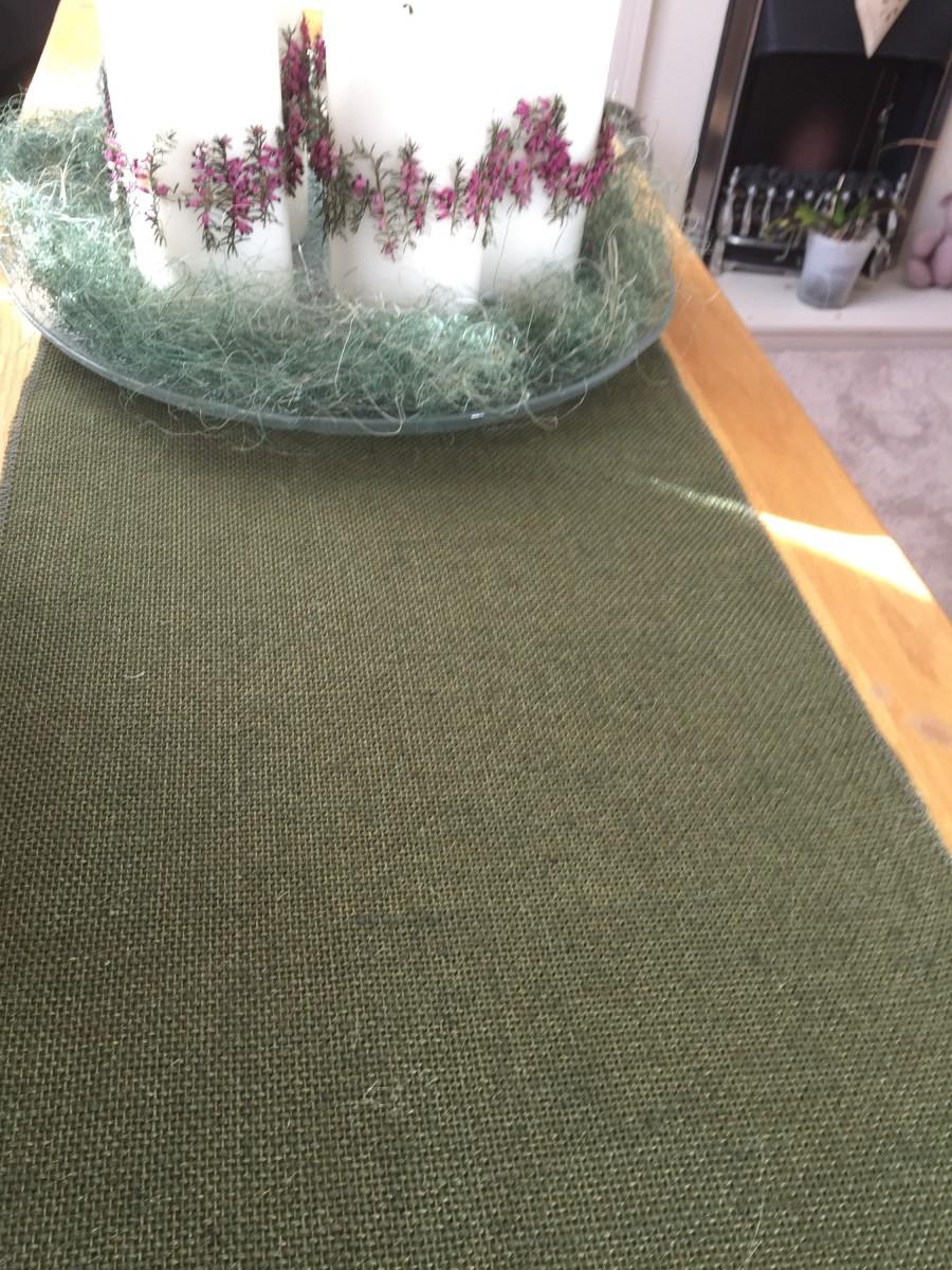 Mariage - Olive Green Hessian Burlap Table Runner