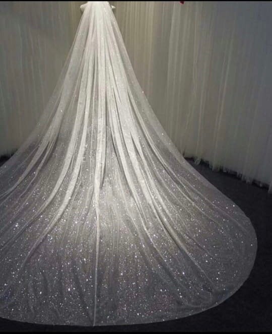 زفاف - Glitter wedding veil glitter bridal veil sparkle veil tulle with glitter 1 tier veil cathedral long veil shimmer wedding veil fingertip veil