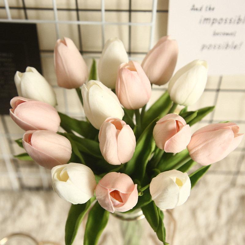 زفاف - Artificial Flower Arrangement Latex Tulips Real Touch Wedding Flowers 10 For Home Wedding Party Decor Bridal Bouquets Centerpieces DY-3V2