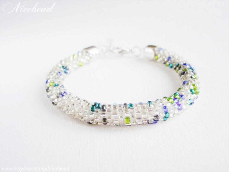 زفاف - White bracelet, white bead rope bracelet, silvery rope bracelet, bead rope bracelet, rope bracelet, white rope bracelet, white wedding