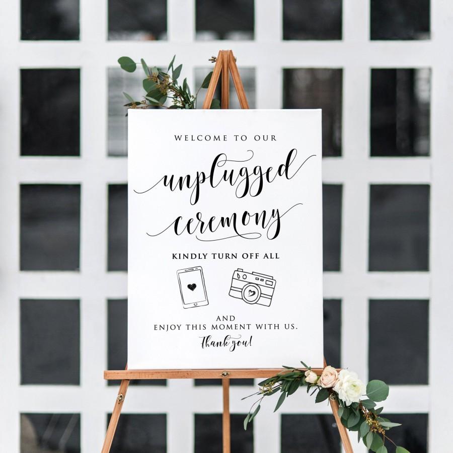 Hochzeit - 6 Sizes Unplugged Ceremony Sign, Unplugged Wedding Sign, Large Unplugged Ceremony Poster, Modern Unplugged Sign Template,Rustic Wedding Sign