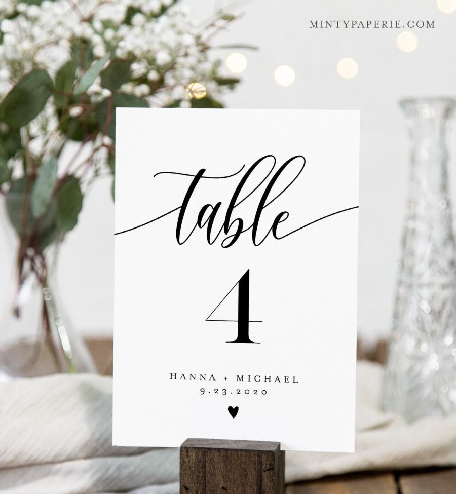 Wedding - Modern Calligraphy Table Number Card Template, Minimalist Wedding Table Number, Editable, INSTANT DOWNLOAD, Templett, DIY 4x6 #008-162TC