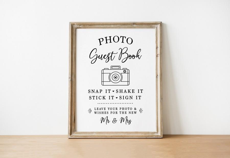 Mariage - PRINTABLE - Photo Guestbook - Snap Shake Sign Stick it - Guest Book Leave Your Wishes for Mr Mrs Signage - Wedding Reception DIY Download