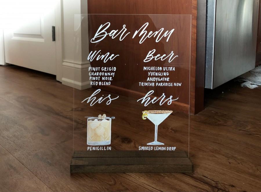 Mariage - acrylic bar menu 