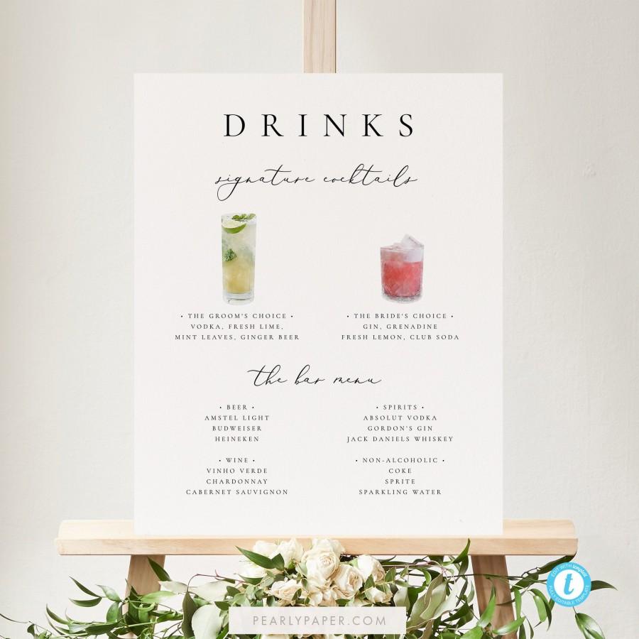 Signature Drinks Sign Printable Signature Cocktails Sign Fully Editable