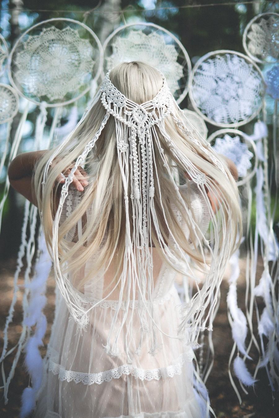 Свадьба - Macrame veil, Macrame wedding veil, Boho veil, Macrame Hairpiece, Bohemian veil, Bridal shower accessory, Macrame Headband, Unique Veil