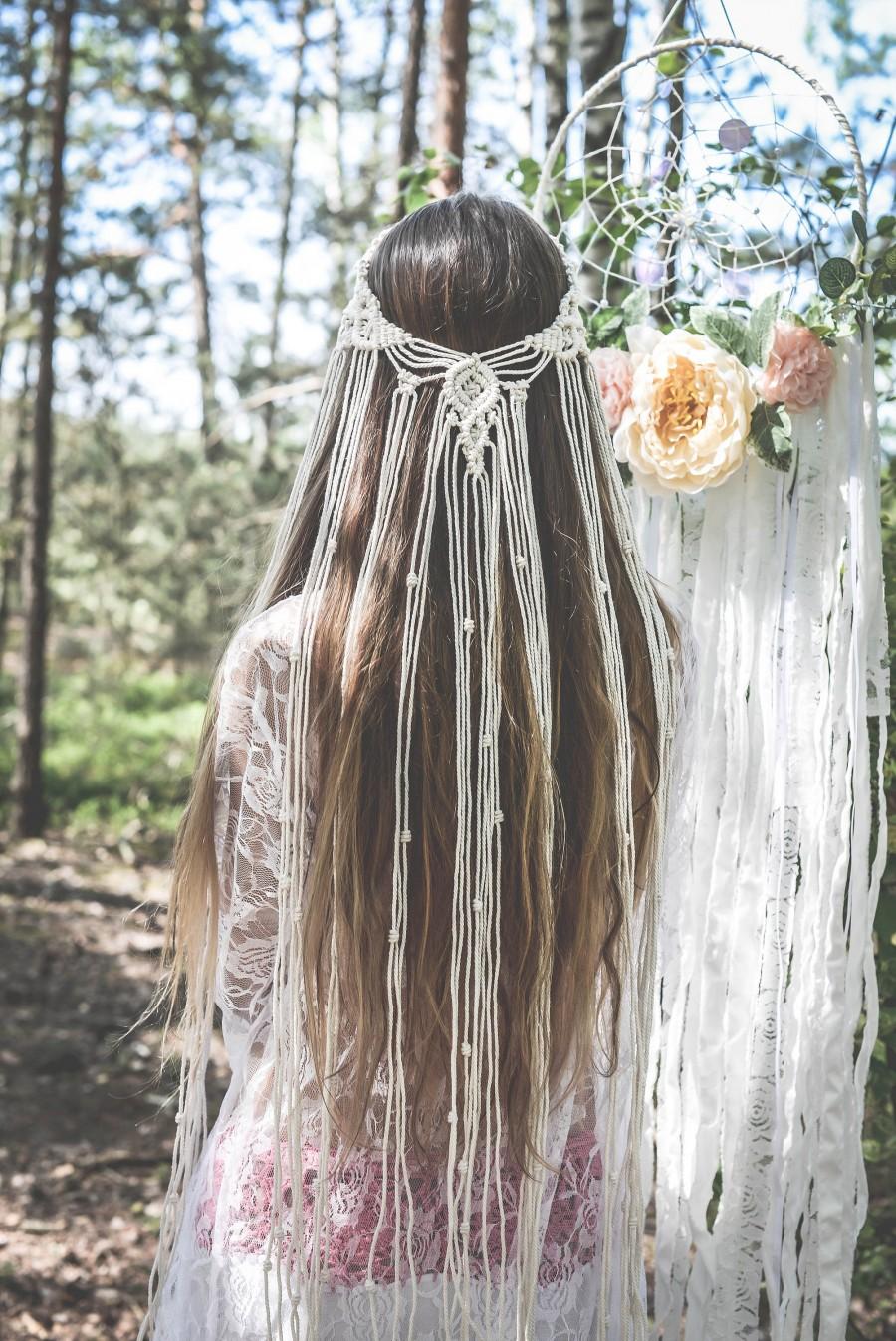 Wedding - Macrame veil, Macrame wedding veil, Boho veil, Macrame Hairpiece, Bohemian veil, Bridal shower accessory, Macrame Headband, Hair accessories