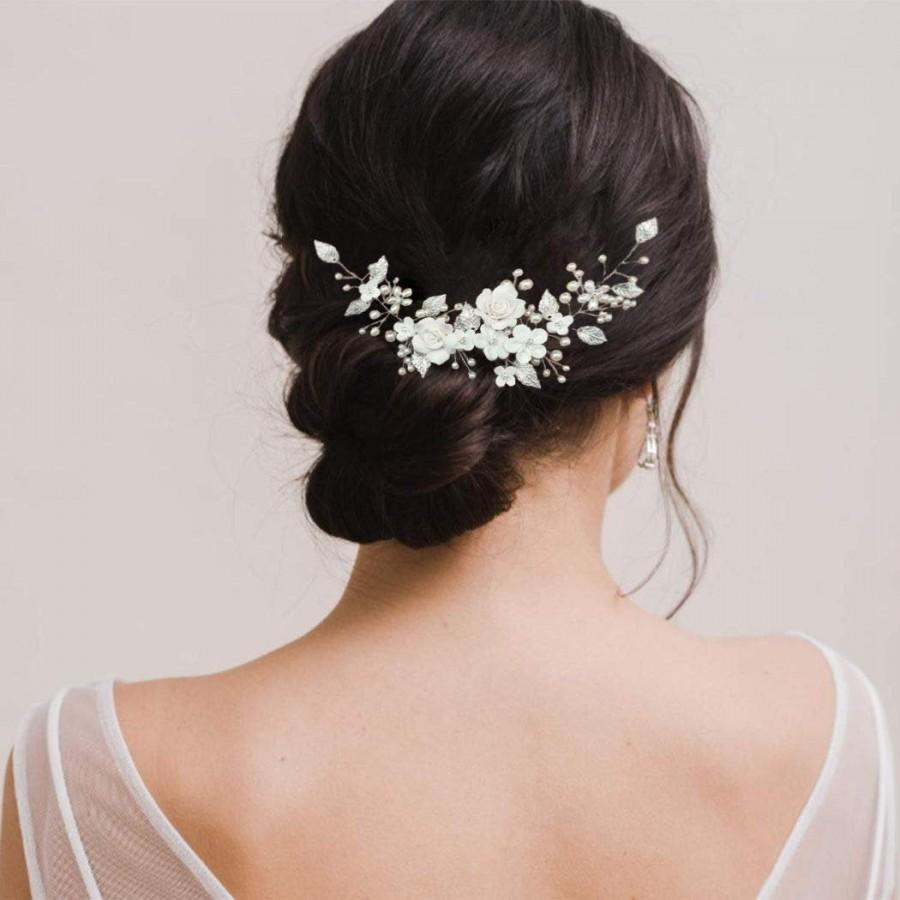 Wedding - Wedding Hair Clip, Wedding Hair Accessories, Bridal Comb Crystal, Pearl & Floral Bridal Clip, Bridal Hair Piece,Bride Hair Accessories