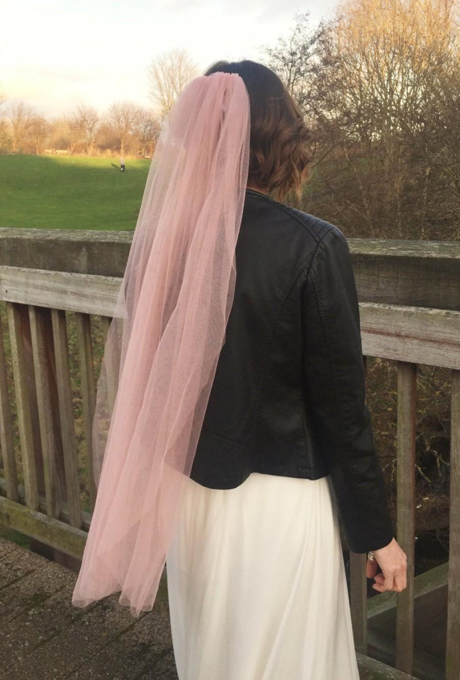 Mariage - Blush Veil - Bridal Veil - Pink Wedding Veil - Fingertip Veil - Short Veil - Blush Wedding Veil - Unique Veil - Boho Veil