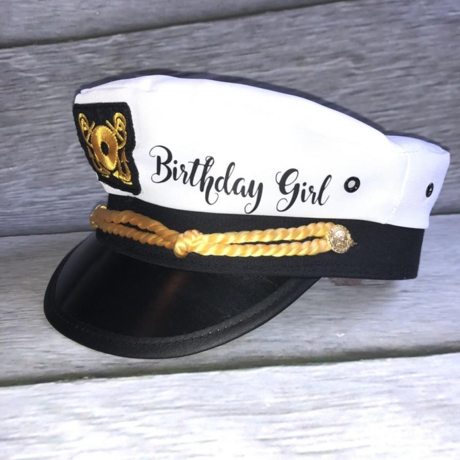Wedding - veil Nautical Captains Hat, birthday girl captain hat, bride's crew hat, skipper, yacht - sailor bachelorette hat, nauti bride hat,