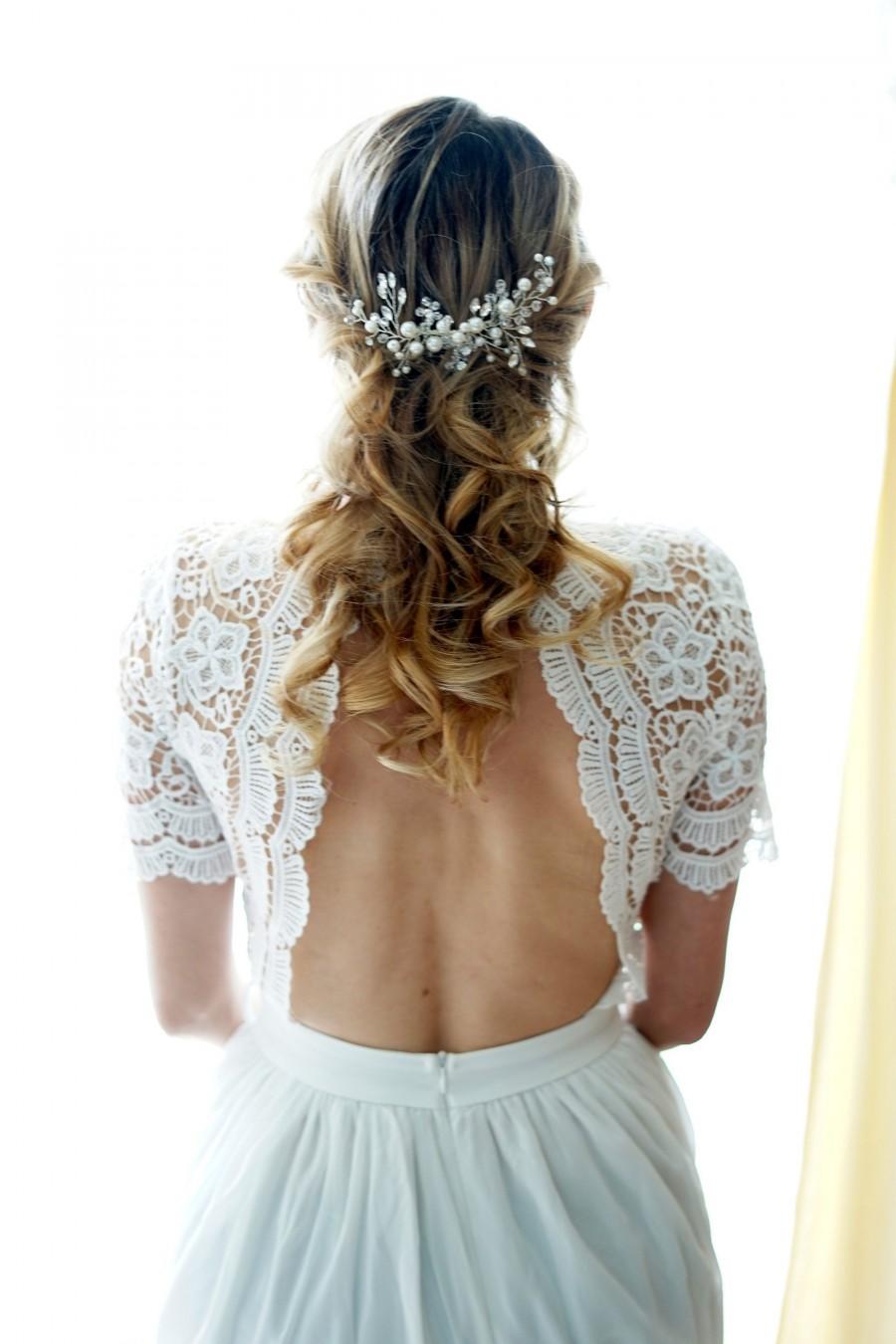 Hochzeit - YERA Bridal Headpiece Wedding Hair Pin Hair Vine Accessories Bridal Hair Comb Crystal Pearl Hair Comb, Bridal Head Piece hair Jewelry