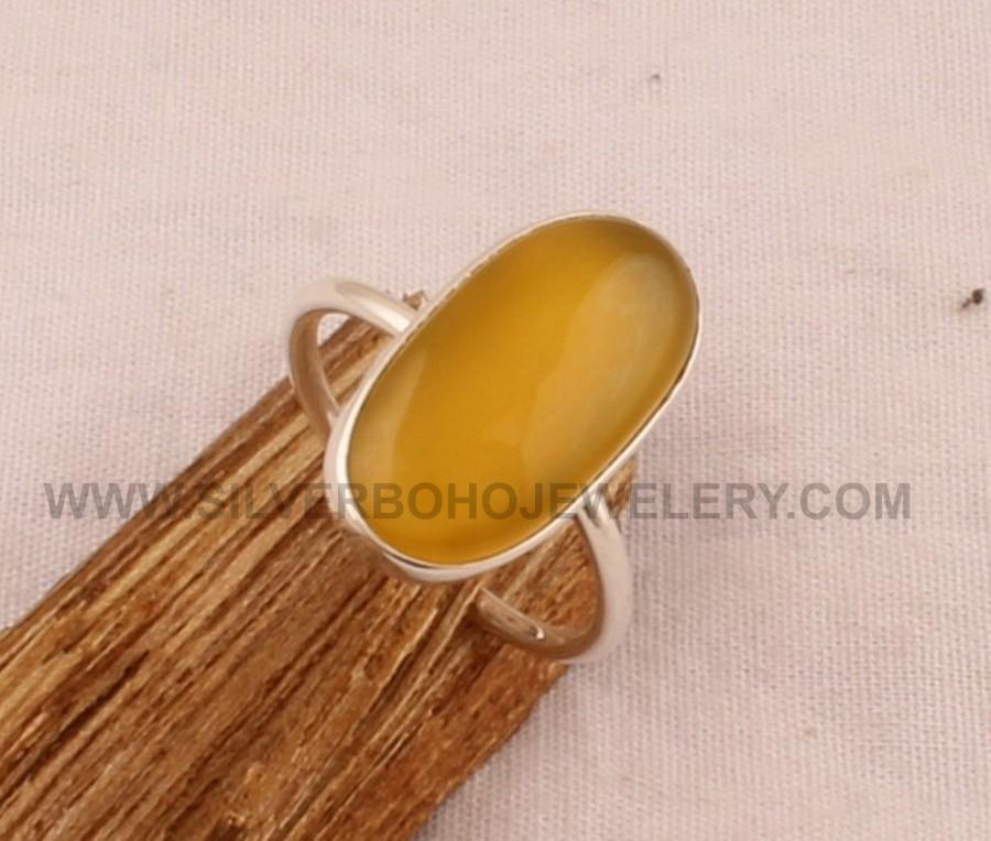 Mariage - Yellow Jade Ring - 925 Sterling Solid Silver Jade Ring - Designer Handmade Oval Gemstone Silver Ring -Women Jewelry Valentines Day Gift Idea