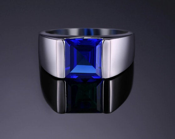 Hochzeit - Sapphire men's Ring, 925 Sterling Silver Ring,Men engagement ring,Sapphire ring ,Men's ring,Gift For Men,Men's Jewelry,Handmade ring