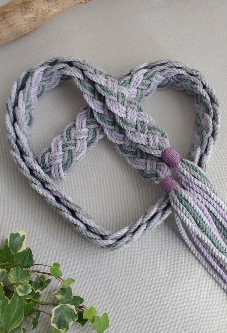 زفاف - Herb green, lavender, silver and gray Celtic braid handfasting cord ~ Oeko-Tex recycled cotton ~ ethical and eco friendly wedding ribbon