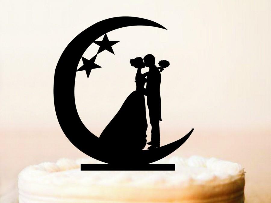 Details about   Cake Topper Bride and Groom Moon Stars Shape for Wedding Anniversary Decoration 