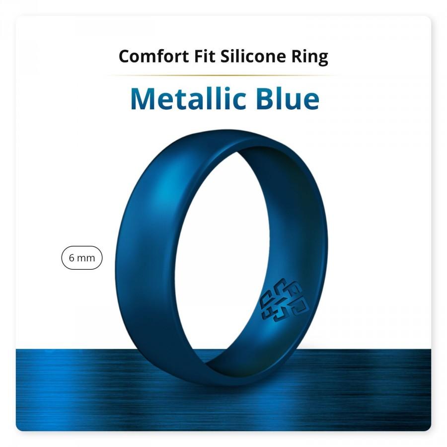 Свадьба - Sapphire Blue Silicone Ring Men Women, Safe Flexible Breathable Silicone Wedding Band, Rubber Wedding Ring, Anniversary Engagement Gift
