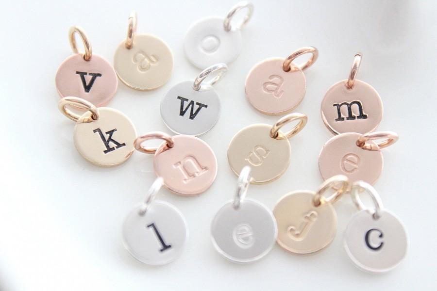 Wedding - Letter charms for necklaces, Alphabet Charms, sterling silver letter charms, personalized charm, initial letter, Gold Initial discs TW