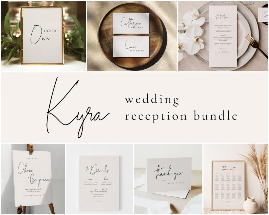 Hochzeit - Neutral Modern Wedding Reception Bundle, Editable Wedding Sign Templates, Wedding Kit, Welcome Sign - Seating Chart - Menu & More - Kyra